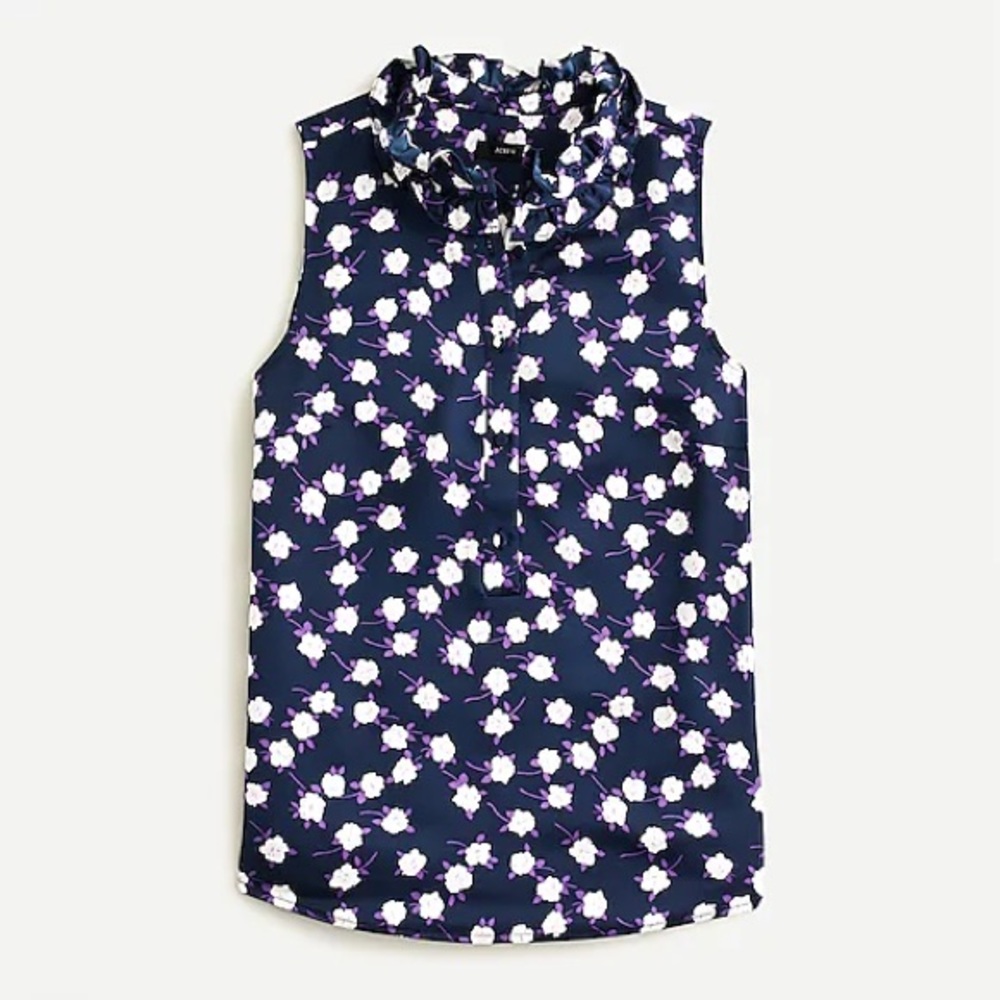 J. Crew Ruffleneck sleeveless top in peony